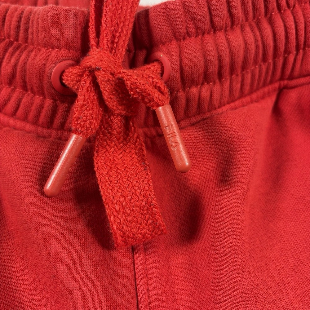 FILA Logo Tape Jogger Sweatpants Mens M Red Fleece Lined Athletic Side Stripe - Picture 2 of 12